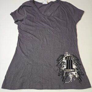 Harley Davidson Indianola IA Womens Shirt Gray Beaded Large